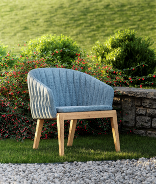 CALYPSO - Garden fabric and teak easy chair with armrests by Royal Botania - view 3